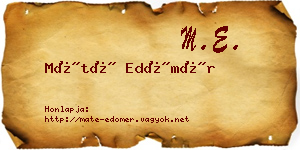 Máté Edömér névjegykártya